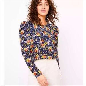 LOFT Floral, puff sleeve top